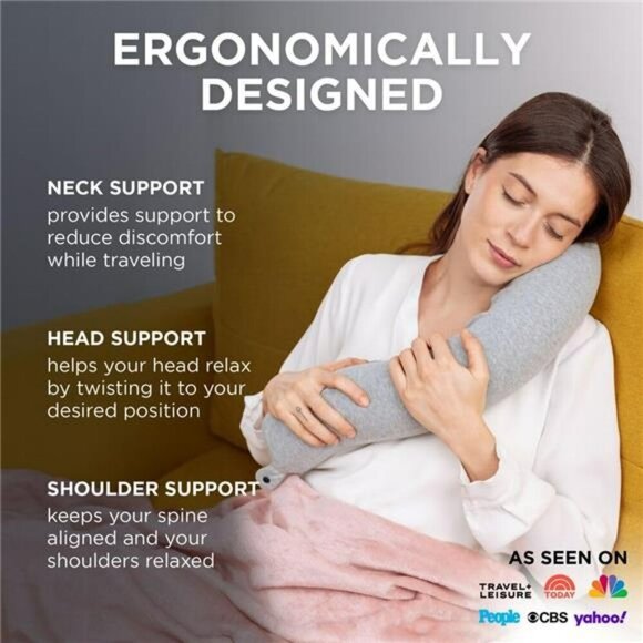 Memory Foam Travel Pillow Neck Support Adjustable Airplane Sleep Cushion - Picture 6 of 7